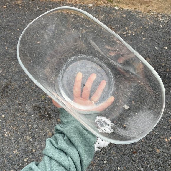 LARGE MCM Vintage Glass 12.25" Centerpiece Bowl Modern Clear Decor Design - Picture 13 of 16